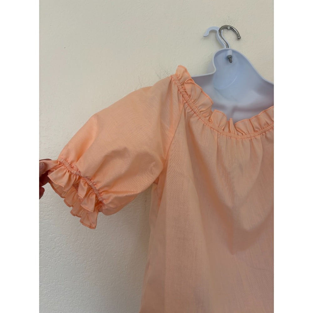 Vtg Square Dance blouse Bettye Small Peach Puff Sleeves Coquette Ballet Prairie - Picture 10 of 16